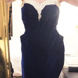 Vintage Cocktail Pinup Bombshell Velvet Dress 50s